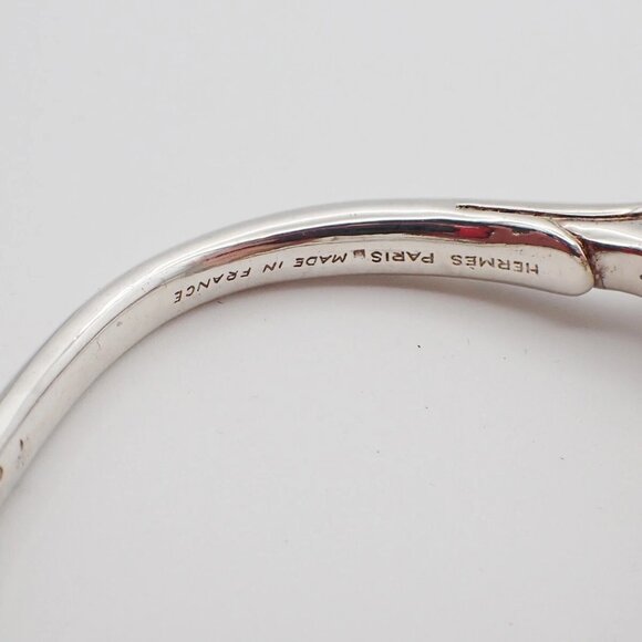 HERMES Logo Cheval Double Horse Head Bangle Bracelet Silver Accessory - Picture 5 of 16